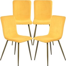 Furniturer Upholstered Dining Chairs, Set Of 4, Yellow; Terry Fabric Accent Side - £143.14 GBP
