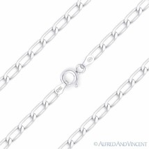 3.2mm Open Link Italian Cable Chain Necklace in Solid .925 Italy Sterling Silver - £23.52 GBP+