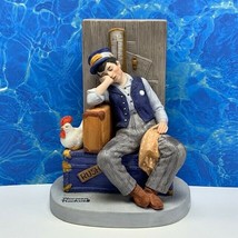 Norman Rockwell figurine Danbury Mint 12 porcelain sculpture Asleep on Job crate - $49.45