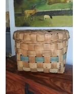 Large VTG Antique Painted Native American Basket w/Lid Hogansburg, New York - $125.00