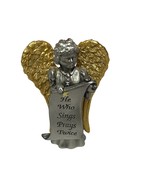 Camco Vintage Guardian Angel Pewter He Who Sings Prays Twice - $184.53 MXN