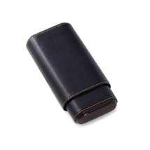 Bey Berk Black Leather &quot;Ebony&quot; Wood  Cedar Lined Telescoping Three Cigar... - $52.95