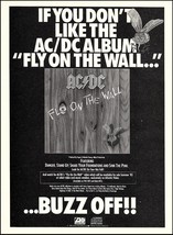 AC/DC 1985 Fly On The Wall advertisement Atlantic Records 8 x 11 b/w ad print - £3.09 GBP