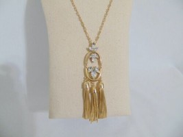 INC International Concepts Gold Tone Crystal &amp; Tassel Necklace L653 $34 - $14.39