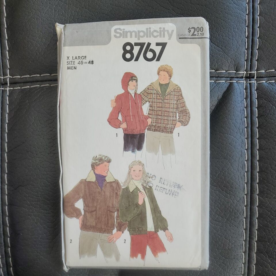 Simplicity 8767 Jacket Pattern WOMEN'S Teens Men X Large Size 46 - 48 1978 Vtg - $12.34