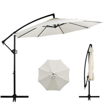 10Ft Patio Offset Umbrella W/Easy Tilt Adjustment,Crank And Cross Base, Outdoor  - £104.39 GBP