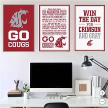 Washington State Cougars Wall Art Red White NCAA 3-Piece Adhesive Canvas - $79.99
