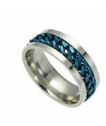 Mens Stainless Steel 316L Silver Police Officer Thin Blue Line Fashion Ring - £5.53 GBP