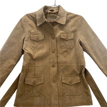 Dickies Women’s Suede Leather Belted Jacket/Coat Size L Tan Button Up  - £30.84 GBP