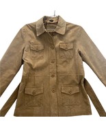 Dickies Women’s Suede Leather Belted Jacket/Coat Size L Tan Button Up  - £30.84 GBP