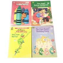 4 Vtg Coloring Books 1980s 90&#39;s Garfield Care Bears Muppets Night Before Christm - £18.48 GBP