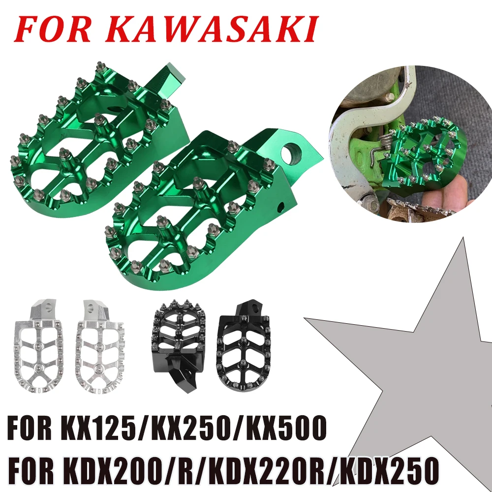 Motocross Footrest Footpegs Foot Pegs Pedal Rests For Kawasaki KX125 KX250  KX - £27.34 GBP+