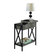 Tucson Flip Top End Table with Charging Station in Weathered Gray Wood Finish - £136.68 GBP