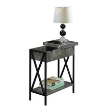 Tucson Flip Top End Table with Charging Station in Weathered Gray Wood Finish - £143.69 GBP