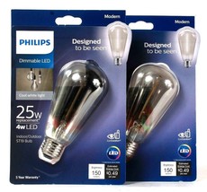 2 Philips Modern 4w LED Indoor &amp; Outdoor ST19 Cool White Light Bulb 150 ... - £16.51 GBP