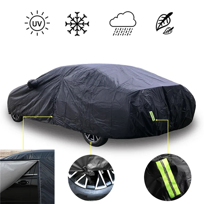 Universal Full Car Covers Outdoor Waterproof Sun UV Rain Snow Protection Black - £39.79 GBP+