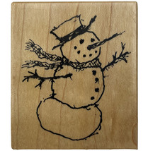 Winter Snowman Windblown Smiling Rubber Stamp PSX E-2433 Vintage 1997 New - £7.79 GBP