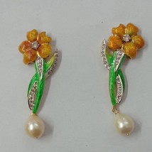 Handmade Victorian Earring  Flower Earring Beautiful Diamond and Pearl E... - $1,210.99