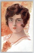 Lovely Lady Art Nouveau Green Eye Glamour Girl Art Postcard B36 - £10.94 GBP