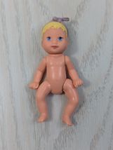 Mattel Barbie blonde baby toddler Krissy Doll purple bow 1990 jointed vi... - $7.91