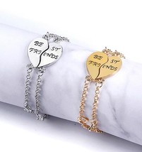 [Jewelry] BFF Best Friend Heart Gold Silver Bracelet for Friendship Gift - £7.60 GBP