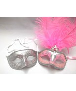 Silver Pink Couples Man Woman Prom Masquerade Mardi Gras Masks Male Fema... - $28.49
