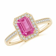 Authenticity Guarantee 
Angara Natural 7x5mm Pink Sapphire Ring in 14K Yellow... - £1,505.51 GBP