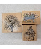 PSX Large Bare Tree Stamps Happen Art Impressions Flowers Wheel Barrow O... - $299.72 MXN
