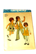 SIMPLICITY 9476 girl's size 4 jumper, vest, skirt, bell-bottom pants (se... - $3.50
