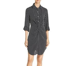Three Dots Womens XL Black  White Striped Twist Front Collared Shirt Dress NWT - £49.29 GBP