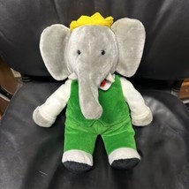 1988 Babar Plush Green Suit Stuffed Animal Elephant Approx 14&quot; GUND - $24.74