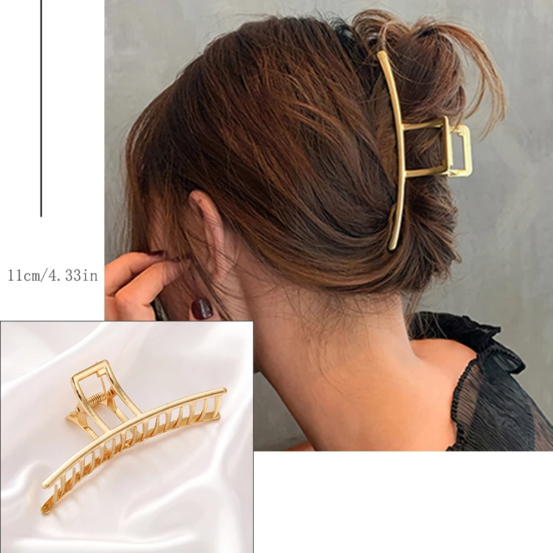 Play 2022 New Women Elegant Gold Hollow Geometric Metal Hair Claw Vintage Hair C - £23.64 GBP
