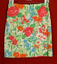 RALPH LAUREN Lauren Women 4 Straight Skirt Bright Floral Green Pink Oran... - $16.83