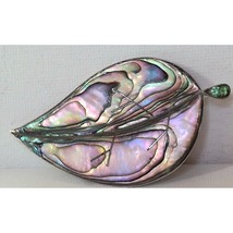 Vintage Taxco 925 Sterling Silver And Abalone Leaf Brooch Sky - $50.19