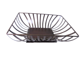 Vintage MCM Rectangle Wire Wrought Iron Decorative Basket Tray Bowl Home Decor - £8.10 GBP