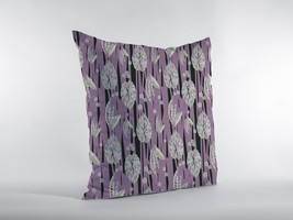 20 Lavender Black Fall Leaves Suede Throw Pillow - £59.03 GBP