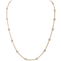 14K Rose Gold Plated 1.80CT Round Simulated Prong Set Diamond Station Necklace - £95.42 GBP