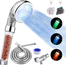 LED Shower Head with Handheld, High Pressure Shower Head with Hose, Holder &amp; PTF - £16.48 GBP