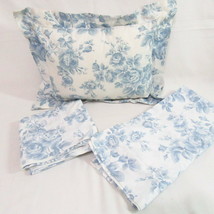 Adrienne Vittadini Prim Rose Embroidery Floral Blue 3-PC Euro Shams with Pillow - £41.56 GBP