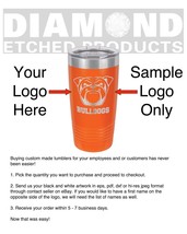 ENGRAVED Custom Personalized Name/Logo 20oz Stainless Steel Tumbler Orange - £17.97 GBP