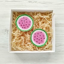 Car Cup Coaster Set of 2 Fruit Absorbent Coasters for Drinks Handmade Cu... - $12.24