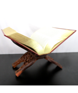 Vintage Intricate One Piece Carved Wood Open Book Stand Bible Holder Coo... - $40.59 CAD