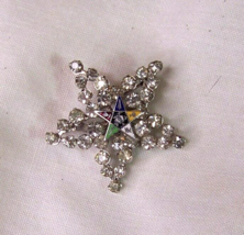 VINTAGE MASONIC EASTERN STAR RHINESTONE PIN BROOCH SILVER TONED - $9.89