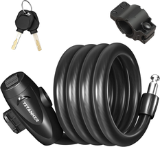 Titanker Bike Lock, 1/2 Inch Thick Bike Lock Cable Coiled Secure Bicycle... - $21.99