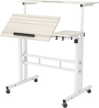 Sogesfurniture Height Adjustable Sit Stand Workstation Mobile Standing Desk, 2Mp - £80.38 GBP