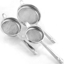 Sieve, Sifter, Colander (8,9,10cm)- Set of 3 (Silver),  3 Different Sizes Double - £13.57 GBP