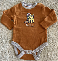 Life Is Good Boys Brown Football Puppy Thermal Long Sleeve One Piece 0-3... - $8.33