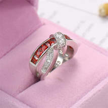 Red Crystal &amp; Cubic Zirconia Princess-Cut Overlapping Ring - $11.99