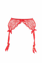 Agent Provocateur Womens Suspenders Elegant Guipure Sheer Red Size S - £75.54 GBP