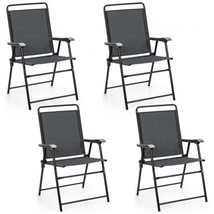 4 Pieces Portable Outdoor Folding Chair with Armrest - £153.33 GBP